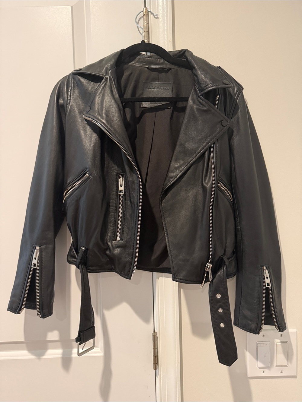 NWOT all saints black Leather Biker Jacket - Women's